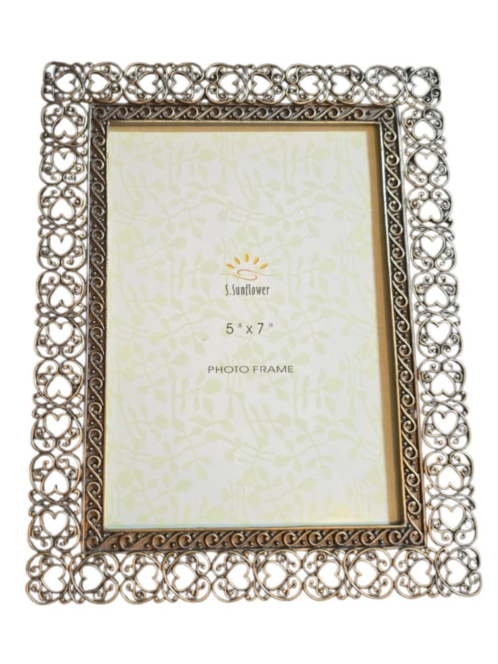 9 x 7 Silver Heart Filigree Picture Frame Ornate Metal Photo Frame Wedding Decor
